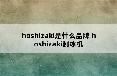 hoshizaki是什么品牌 hoshizaki制冰机